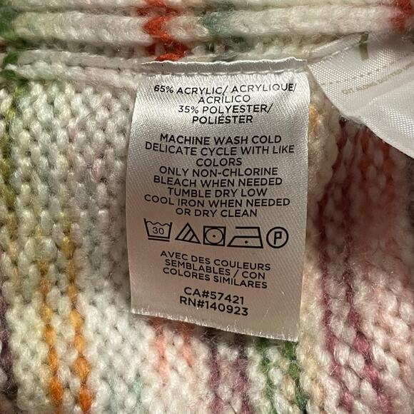 LOFT Lou & Grey Sweater Womens XS/S White Multicolor Stripe Knit Pullover Soft - Picture 4 of 8